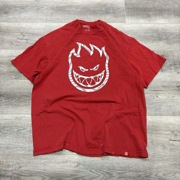 Vtg Y2K Spitfire Wheels Skater Flame T-Shirt Red Logo Grunge Size XL - Picture 1 of 6